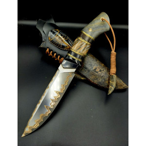 СКОРПІОН ІІ ексклюзивний ніж ручної роботи ПАВЛА ГОНЧАРЕНКА, замовити купити в Україні (Сталь - ДІ103МП™ в ламінаті з нержавіючої сталі n690через три слої латуні 64 HRC). Photo 2